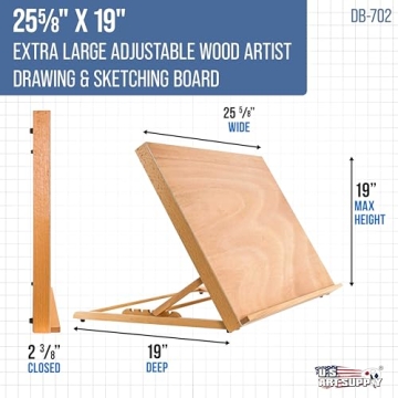 Adjustable Beechwood Art Drawing Board - 25-5/8 x 19