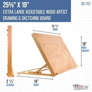 Adjustable Beechwood Art Drawing Board - 25-5/8 x 19