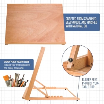 Adjustable Beechwood Art Drawing Board - 25-5/8 x 19