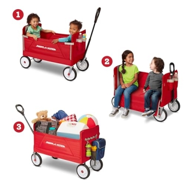 Radio Flyer 3-in-1 EZ Folding Wagon for Kids and Cargo