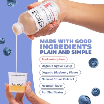 Genexa Kids Acetaminophen Dye Free Organic Blueberry Flavor