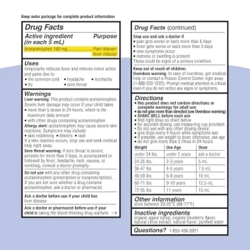 Genexa Kids Acetaminophen Dye Free Organic Blueberry Flavor