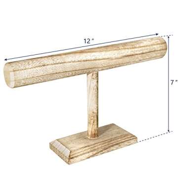 Ikee Design Rustic Oak Color Wooden Bracelet Bangle Scrunch Display Stand, Wood Jewelry Storage Hold...