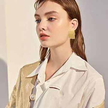 XYAYOU Minimalist Alloy Chunky Striped Rectangle Geometric Square Statement Stud Earrings for Women Jewelry (gold)