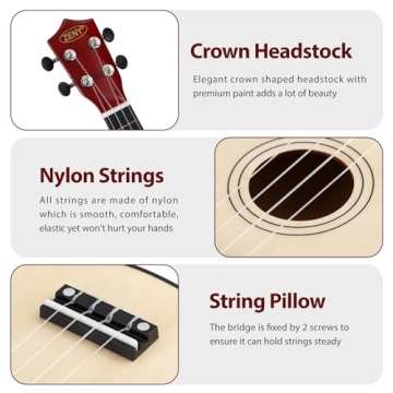 ZENY Soprano Ukulele Kit - Perfect For Beginners, All Ages