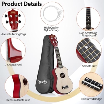ZENY Soprano Ukulele Kit - Perfect For Beginners, All Ages