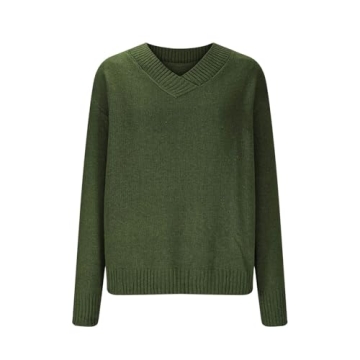 Womens Knitted Sweater Tops 2024 Stylish V Neck Blouses