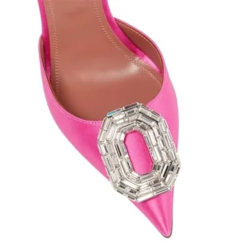 Vertundy Satin Stiletto Heels - Elegant Rhinestone Slingback Pumps