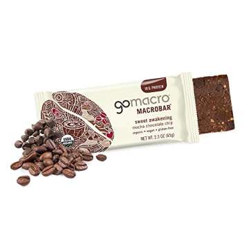 GoMacro MacroBar Organic Vegan Protein Bars - Mocha Chocolate Chip (2.3 Ounce Bars, 12 Count)