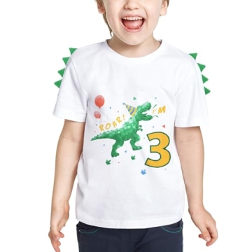 Dinosaur Birthday T-Shirt for 3 Year Old Boys - Roar I’m 3!