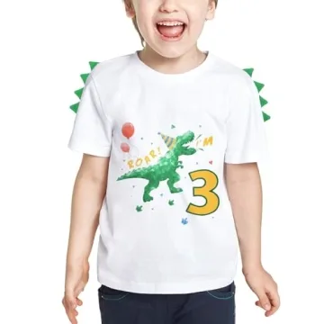Dinosaur Birthday T-Shirt for 3 Year Old Boys - Roar I’m 3!