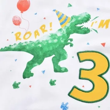 Dinosaur Birthday T-Shirt for 3 Year Old Boys