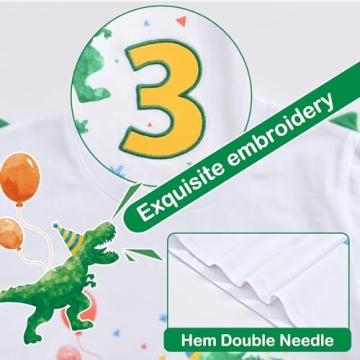 Dinosaur Birthday T-Shirt for 3 Year Old Boys