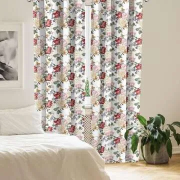 Ambesonne Shabby Flora Curtains - Floral Print 2-Panel Set