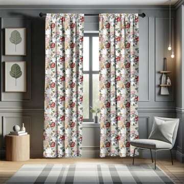 Ambesonne Shabby Flora Curtains - Floral Print 2-Panel Set