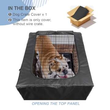 Explore Land Dog Crate Cover for 42 Inches Wire Cage, Heavy-Duty Lattice Pet Kennel Enclosure Compat...