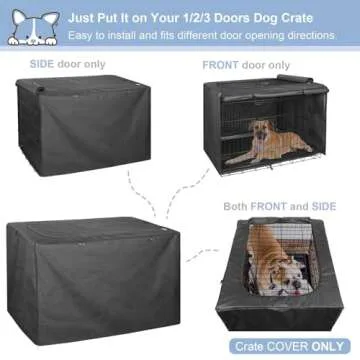 Explore Land Dog Crate Cover for 42 Inches Wire Cage, Heavy-Duty Lattice Pet Kennel Enclosure Compatible with 1 2 3 Doors Standard Metal Cage (Black)