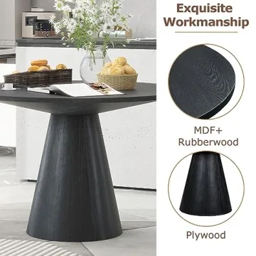 Merax Retro Round Dining Table Stylish Sturdy Kitchen Living Room