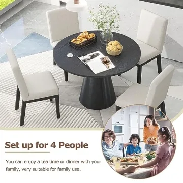 Merax Retro Round Dining Table Stylish Sturdy Kitchen Living Room