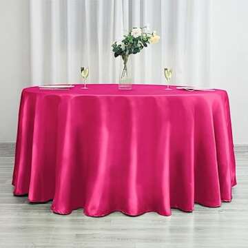 BalsaCircle 120 inch Fuchsia Satin Round Tablecloth Table Cover Linens for Wedding Table Cloth Party...