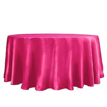 BalsaCircle 120 inch Fuchsia Satin Round Tablecloth Table Cover Linens for Wedding Table Cloth Party Reception Events Kitchen Dining