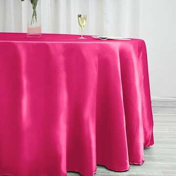 BalsaCircle 120 inch Fuchsia Satin Round Tablecloth Table Cover Linens for Wedding Table Cloth Party Reception Events Kitchen Dining