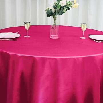 BalsaCircle 120 inch Fuchsia Satin Round Tablecloth Table Cover Linens for Wedding Table Cloth Party Reception Events Kitchen Dining