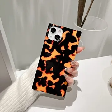 Rectangle Tortoise Print Case for iPhone 14 Pro Max Box Design Slim Soft Full Shockproof Protective Glossy Phone Cover Casing for iPhone 14promax 6.7 inch Brown