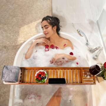 VaeFae Teak Bathtub Tray for Ultimate Relaxation