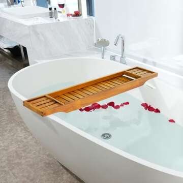 VaeFae Teak Bathtub Tray for Ultimate Relaxation
