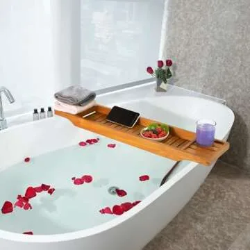 VaeFae Teak Bathtub Tray for Ultimate Relaxation