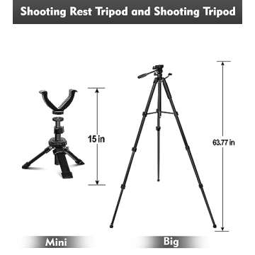 Spotting Scope Tripod, Shooting Tripod and Compact Shooting Stand Rest Hunting V Yoke, with Binocula...