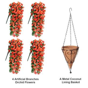 MJFloria Realistic Fall Hanging Flower Basket For Home