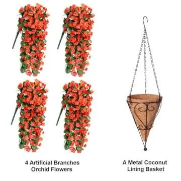 MJFloria Realistic Fall Hanging Flower Basket For Home