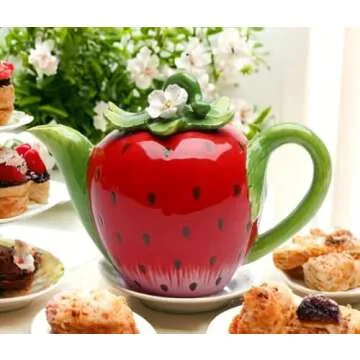 Delicious Hand-Painted Strawberry Teapot for Home Decor