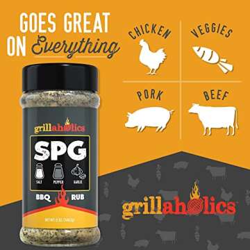Grillaholics Salt Pepper Garlic Seasoning - SPG Rub Seasonings - The Perfect All Purpose Seasoning & BBQ Rub