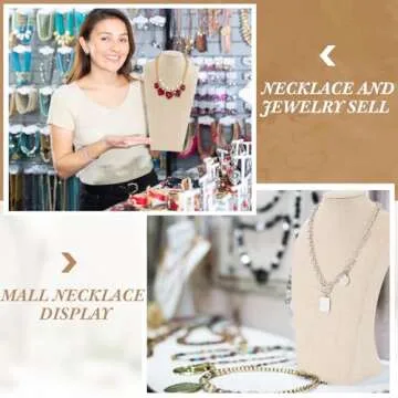 Kigley 3 Pcs Linen Jewelry Display Bust Necklace Display Stand Necklace Mannequin Holder for Jewelry Selling Trade Shows(11.42 x 6.89 Inch)