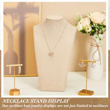 Kigley 3 Pcs Linen Jewelry Display Bust Necklace Display Stand Necklace Mannequin Holder for Jewelry Selling Trade Shows(11.42 x 6.89 Inch)