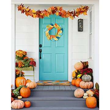 Artiflr 2 Pack Fall Maple Garland - 5.9ft/Piece Artificial Maple Leaf Garland Autumn Hanging Fall Leave Vines for Indoor Outdoor Wedding Thanksgiving Dinner Party Decor