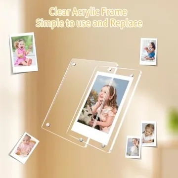 JUOIFIP 12 Pack Acrylic Magnetic Frames for Mini Photos