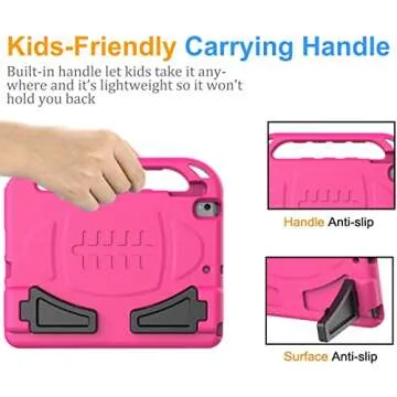 BMOUO Kids Case for New iPad 10.2 2021/2020/2019-iPad 9th/8th/7th Generation Case with Built-in Screen Protector,Shockproof Handle Stand Kids Case for iPad 10.2" 2021/2020/2019 Latest-Rose and Purple