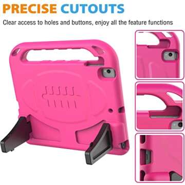 BMOUO Kids Case for New iPad 10.2 2021/2020/2019-iPad 9th/8th/7th Generation Case with Built-in Screen Protector,Shockproof Handle Stand Kids Case for iPad 10.2" 2021/2020/2019 Latest-Rose and Purple