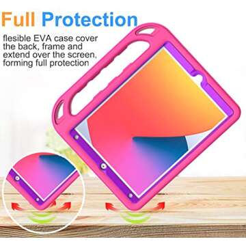 BMOUO Kids Case for New iPad 10.2 2021/2020/2019-iPad 9th/8th/7th Generation Case with Built-in Screen Protector,Shockproof Handle Stand Kids Case for iPad 10.2" 2021/2020/2019 Latest-Rose and Purple