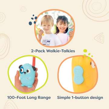 B. toys- Lolo & Woofer Walkie-Talkies- Walkie Talkie Set – 2-Pack Walkie Talkies – Long 100-Foot Range – Toys for Toddlers, Kids – 3 Years +