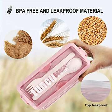 Iteryn Stackable Bento Box Lunch Box, Wheat Straw, 3-In-1 Compartment Japanese Lunch Containers Leak...
