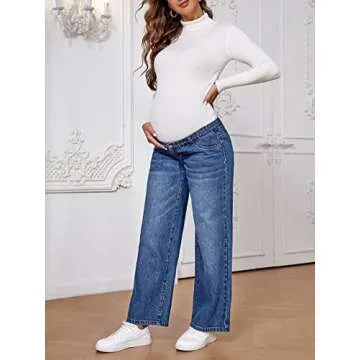 OYOANGLE Maternity Wide Leg Pants - Adjustable Comfort