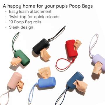 Wild One Dog Poop Bag Holder and Dispenser with Leash Attachment, Leak Proof, Easy Twist Top for Refills, Includes 3 Boxes Poop Bags, Blush