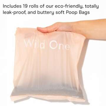 Wild One Dog Poop Bag Holder and Dispenser with Leash Attachment, Leak Proof, Easy Twist Top for Refills, Includes 3 Boxes Poop Bags, Blush