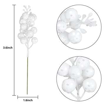 Artiflr Red Berries Picks Clearance, 14 Pack Artificial Berry Stems for Christmas Tree Decorations, Crafts, Holiday and Home Decor, 7.9 Inches (White)