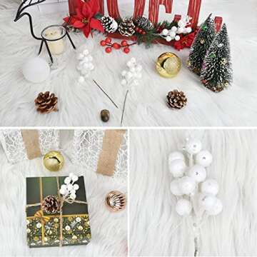 Artiflr Red Berries Picks Clearance, 14 Pack Artificial Berry Stems for Christmas Tree Decorations, Crafts, Holiday and Home Decor, 7.9 Inches (White)